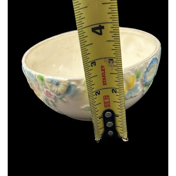 Vintage Japanese Hand Painted Raised Floral Lidded Powder Dresser Jar Ceramic 5" - Picture 9 of 10